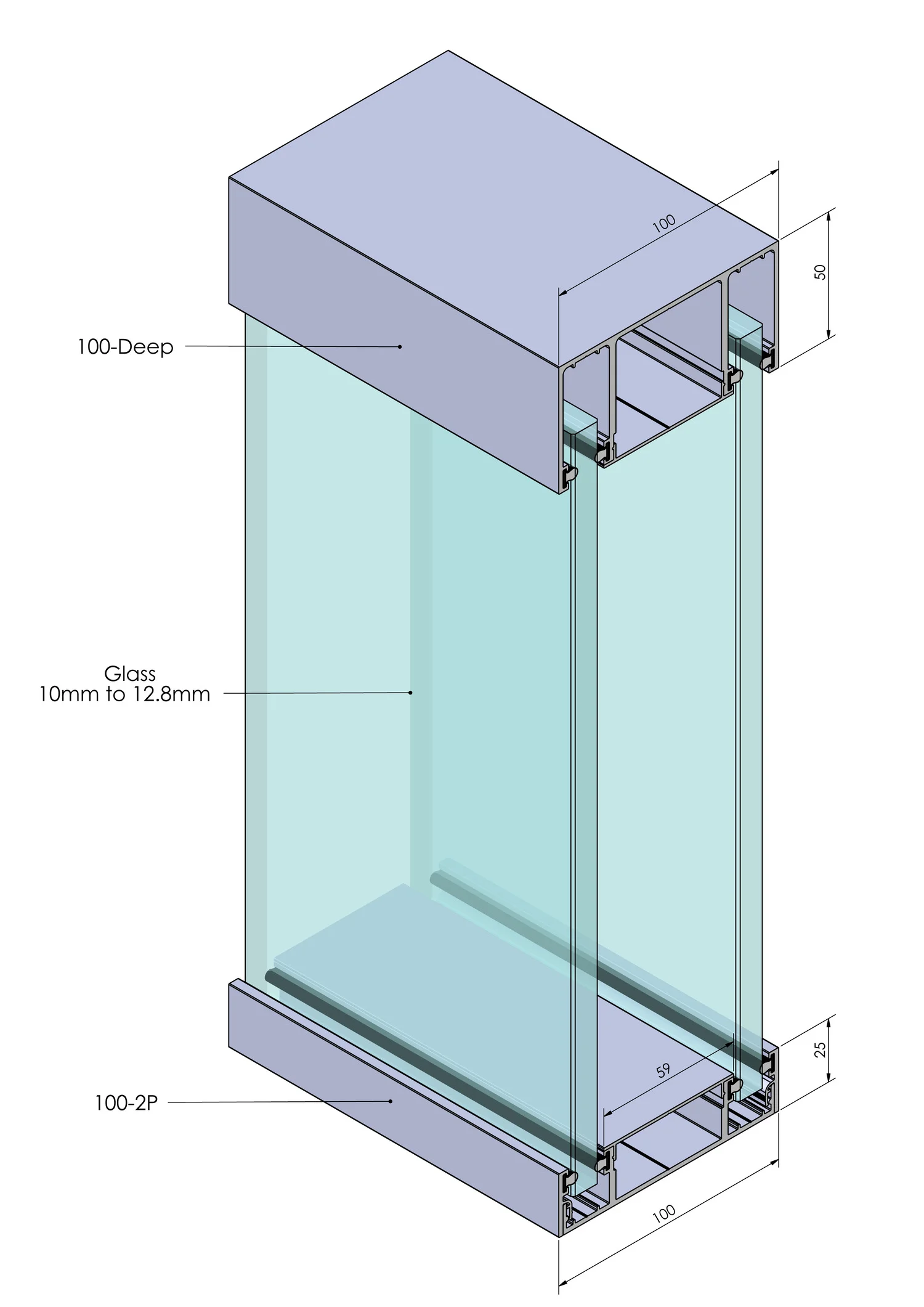 100 deep glass partitions scheme