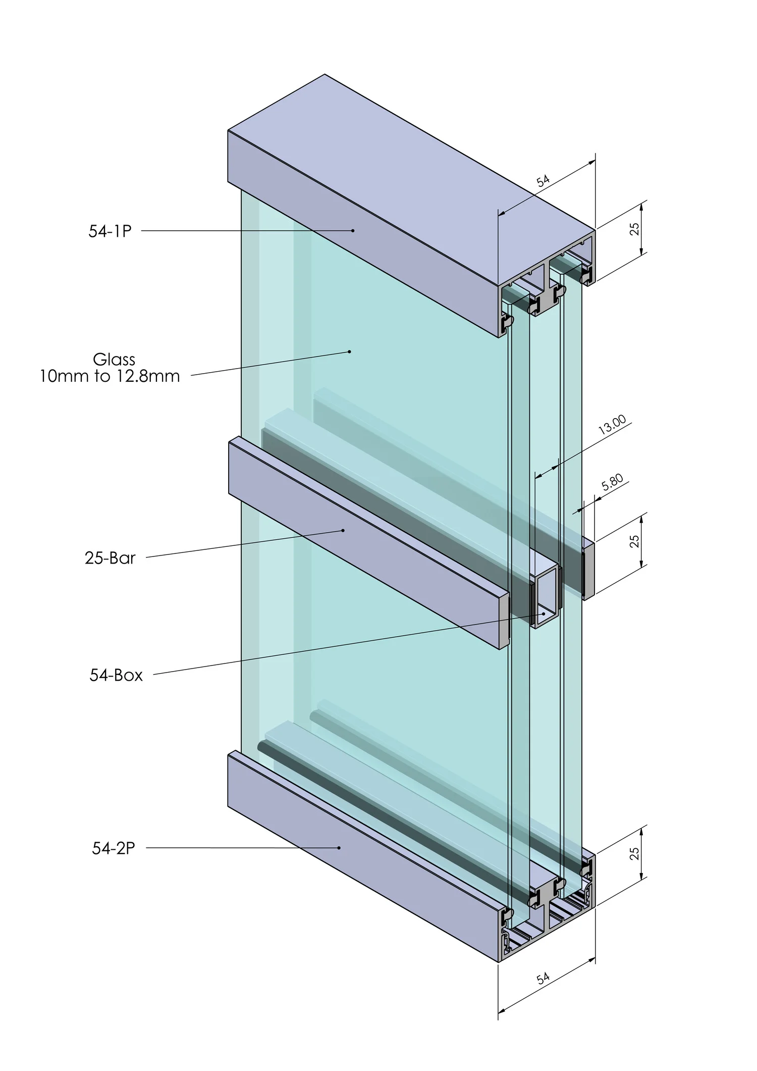 54 banded glass partitions scheme