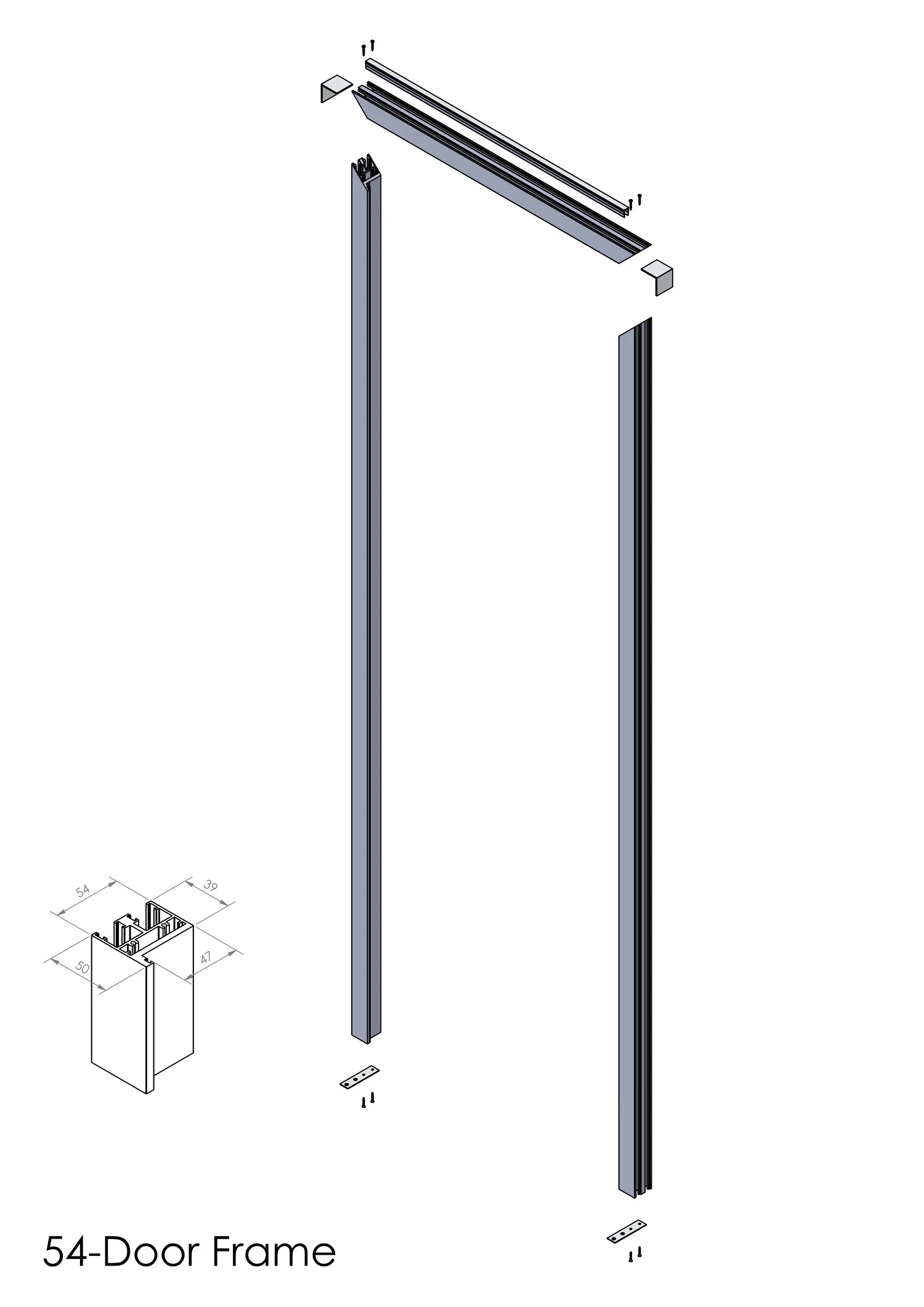 54 door frame glass partitions scheme