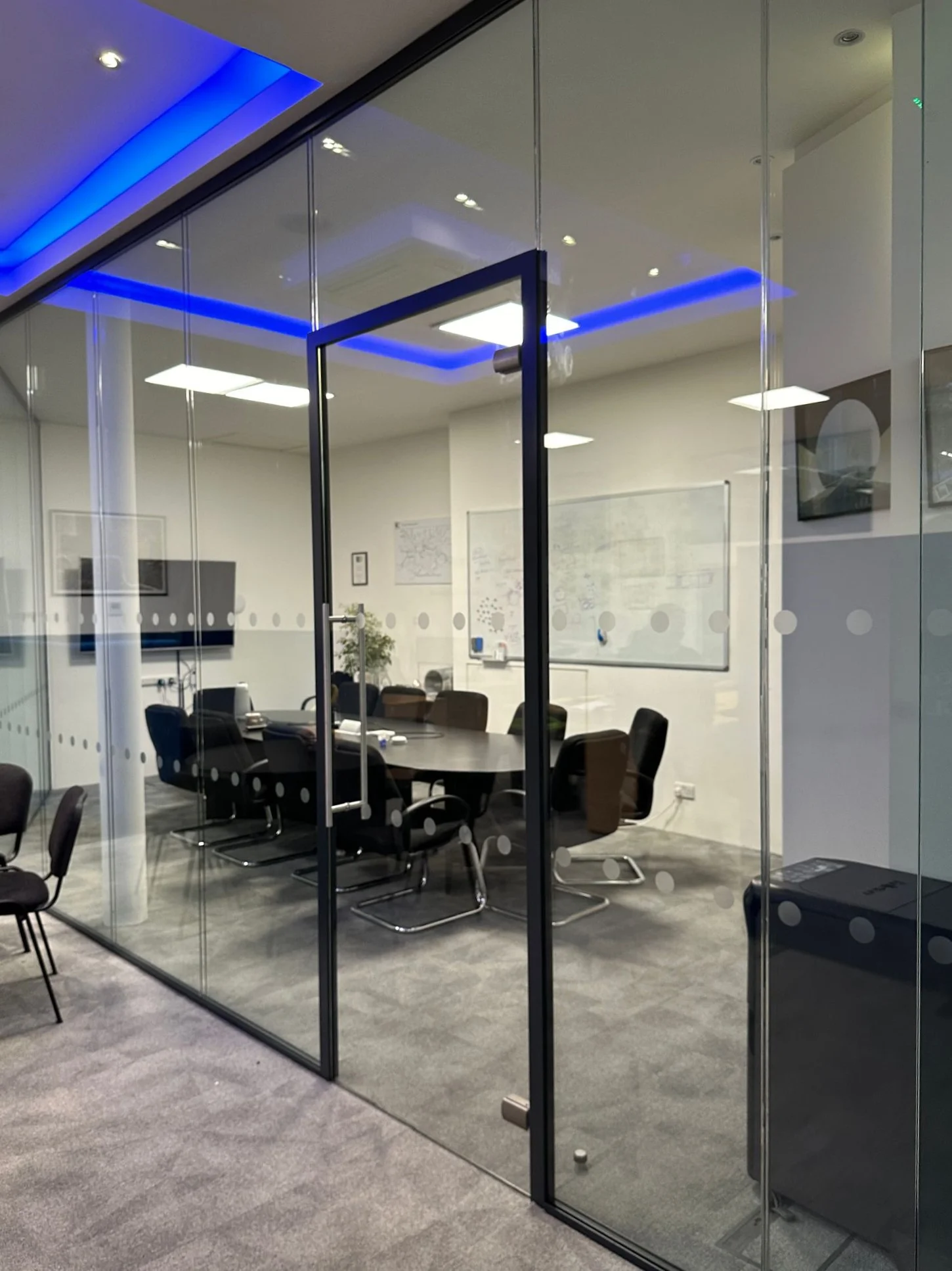 54 door frame glass partitions in office