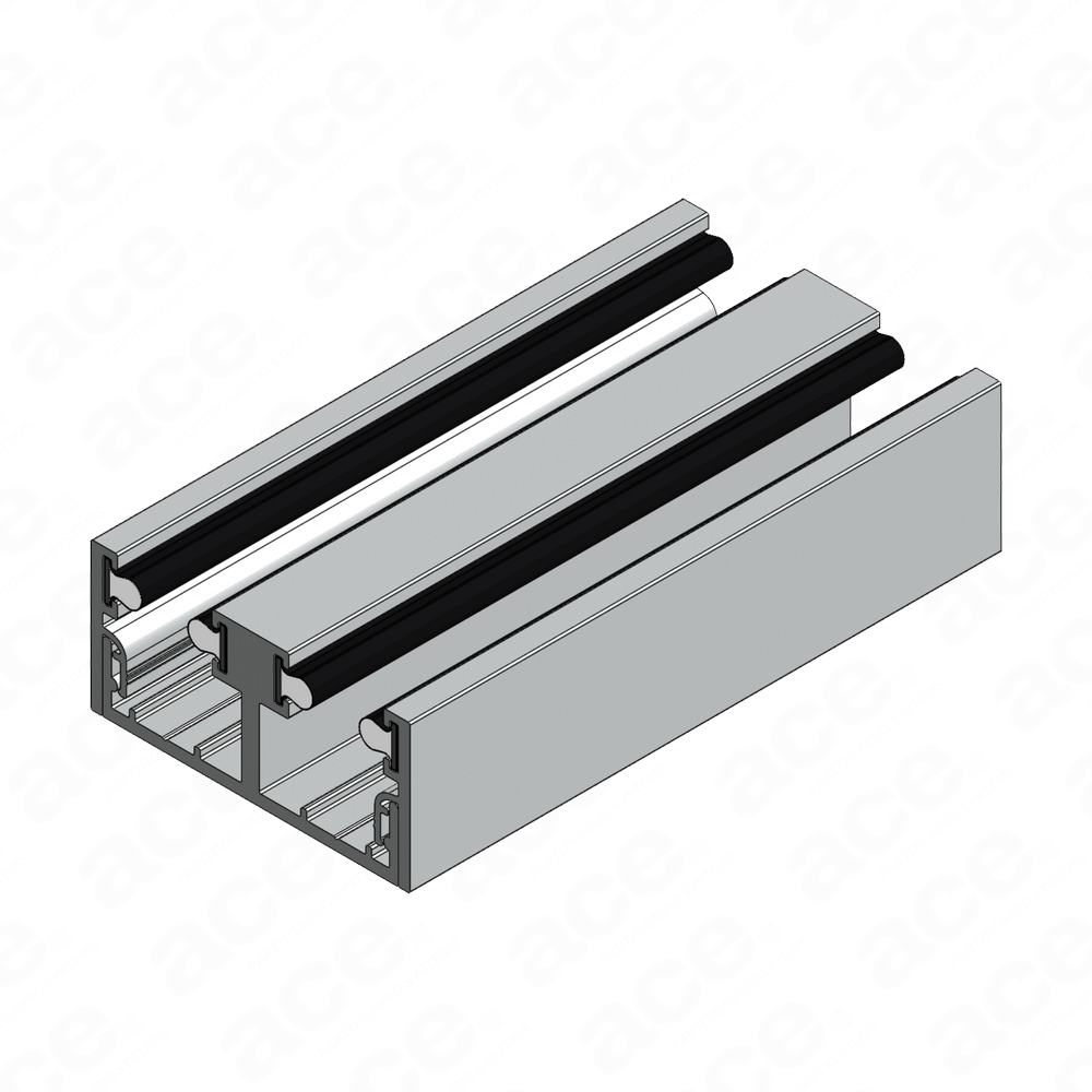 double-glazed aluminium base/wall channel for glass partitioning